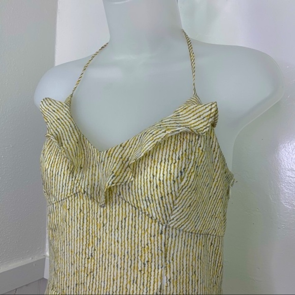 BCBGeneration Yellow Striped Halter Midi Dress | 6 - Picture 6 of 10